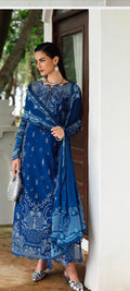 Qalamkar viscose 3piece blue